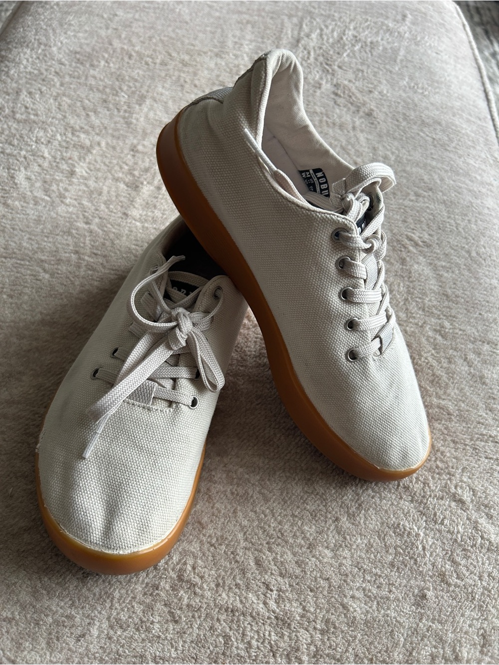 Womens Canvas Lace-Up NOBULL’s in Off-White with Gum Sole